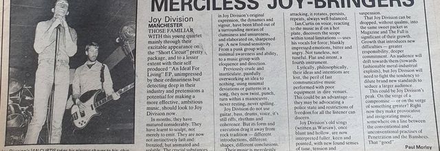 Article sur Joy Division en 1978, NME