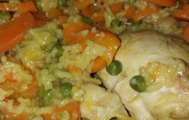 Riz au poulet, carottes et petits pois Cookeo 