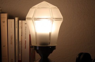  Lampe de chevet, lampe de bureau vintage verre ancien transparent, décoration, luminaire