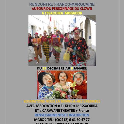 Rencontre franco-marocaine autour du personnage du clown  à Essaouira du  27 décembre au 3 janvier