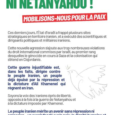 PCF - NIKHAMENEI, NI NETANAYOU ! MOBILIONS SNOUS POUR LA PAIX