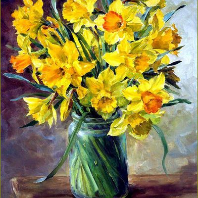 Les fleurs par les grands peintres - Anne Cotterill (1933-2010) - jonquilles 