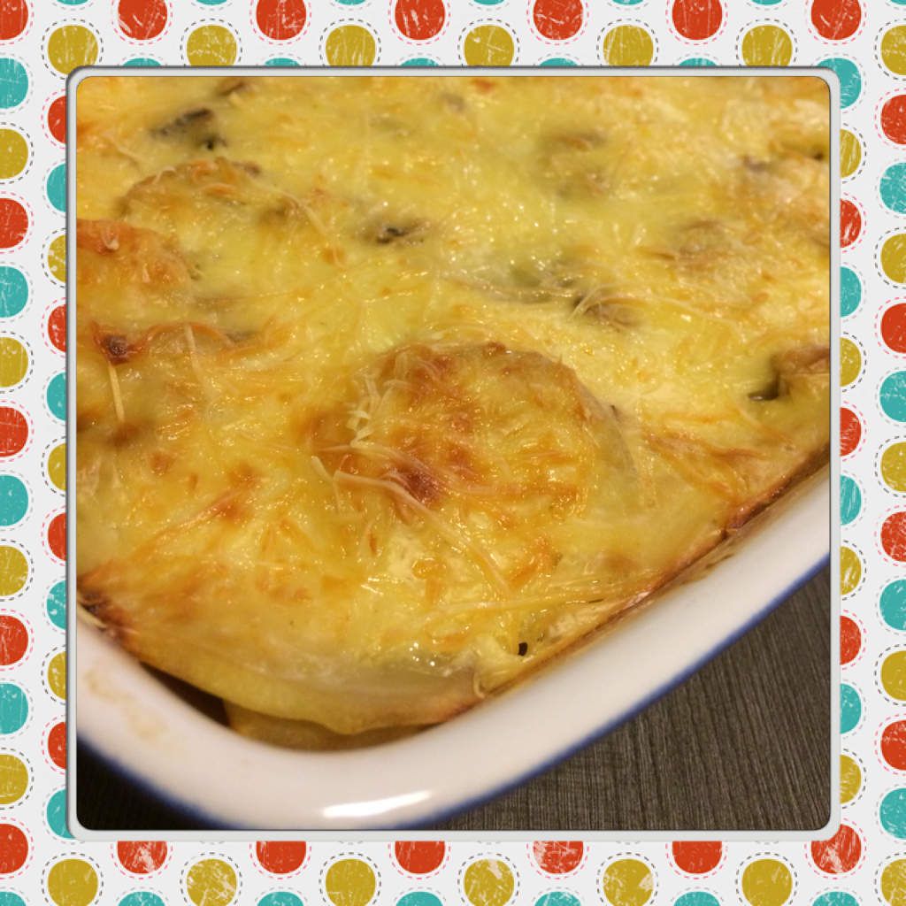 Gratin pomme de terre champignons béchamel