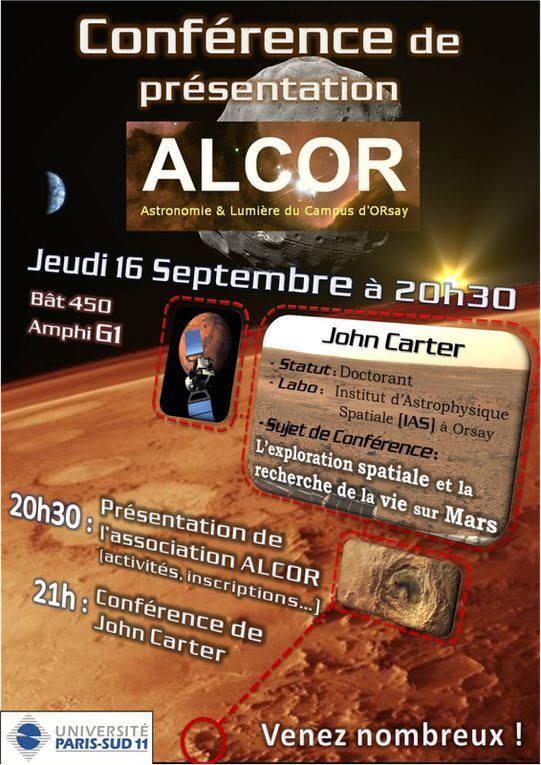 Affiches des conférences d'Alcor de 2010 à 2012.