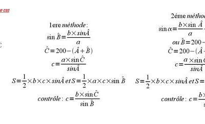 4) Résolution des triangles quelconques (calculs topométriques)