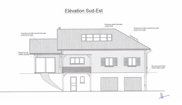 Plans et perspectives de la maison ainsi que l'implantation sur le terrain.