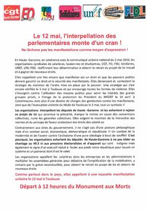 Toulouse le 12 mai 2016 : AG tous services et manif interpro lycéens étudiants