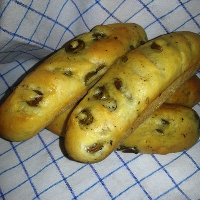 Mini baguettes aux olives et aux herbes en MAP 