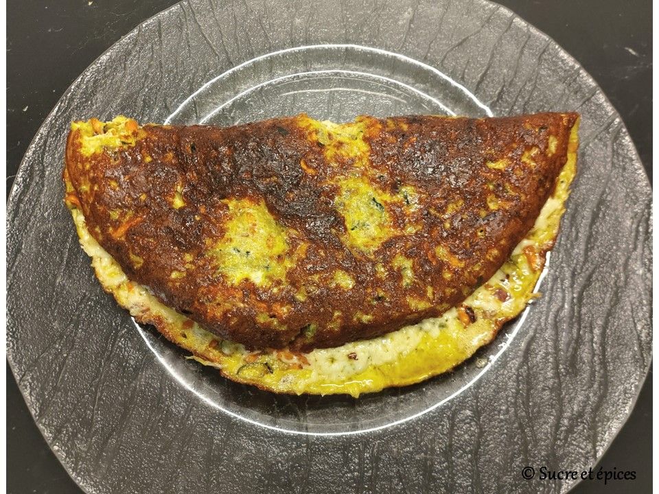 Omelette aux légumes et au fromage