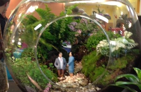 Micro paysage dans une pomme en verre