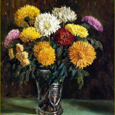 Les fleurs par les grands peintres -  George Leslie Hunter (1877-1931)  chrysanthèmes