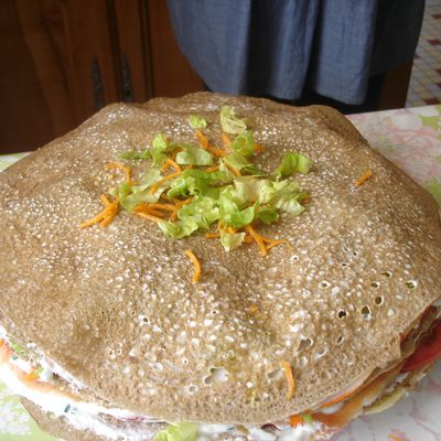 Millefeuille de galettes de sarrasin aux crudités - façon Mimi