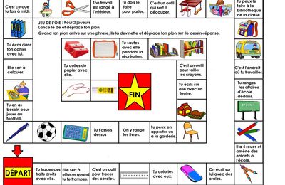 Jeu de l'oie CP, CE1 lecture de phrases N°2: thème de l'école