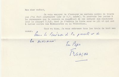 Lettre de François Desgrées du Loû à son fils Yves - 25/06/1968
