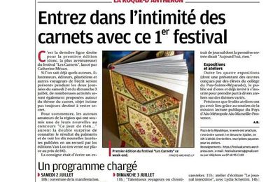 Festival les carnets - la Roque d'Anthéron   les 2 et 3 juillet 2016