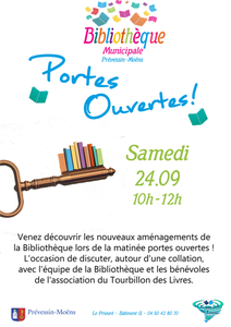 Portes ouvertes de la bibliothèque le samedi 24/09