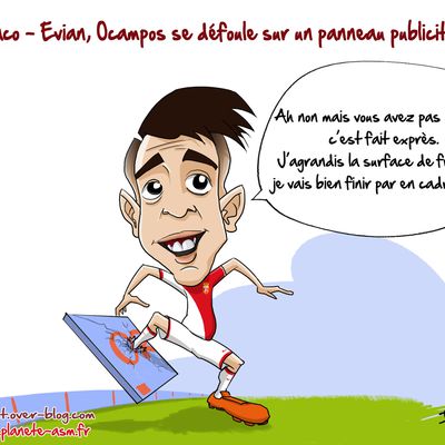 Monaco - Evian, Ocampos se défoule sur un panneau publicitaire ...