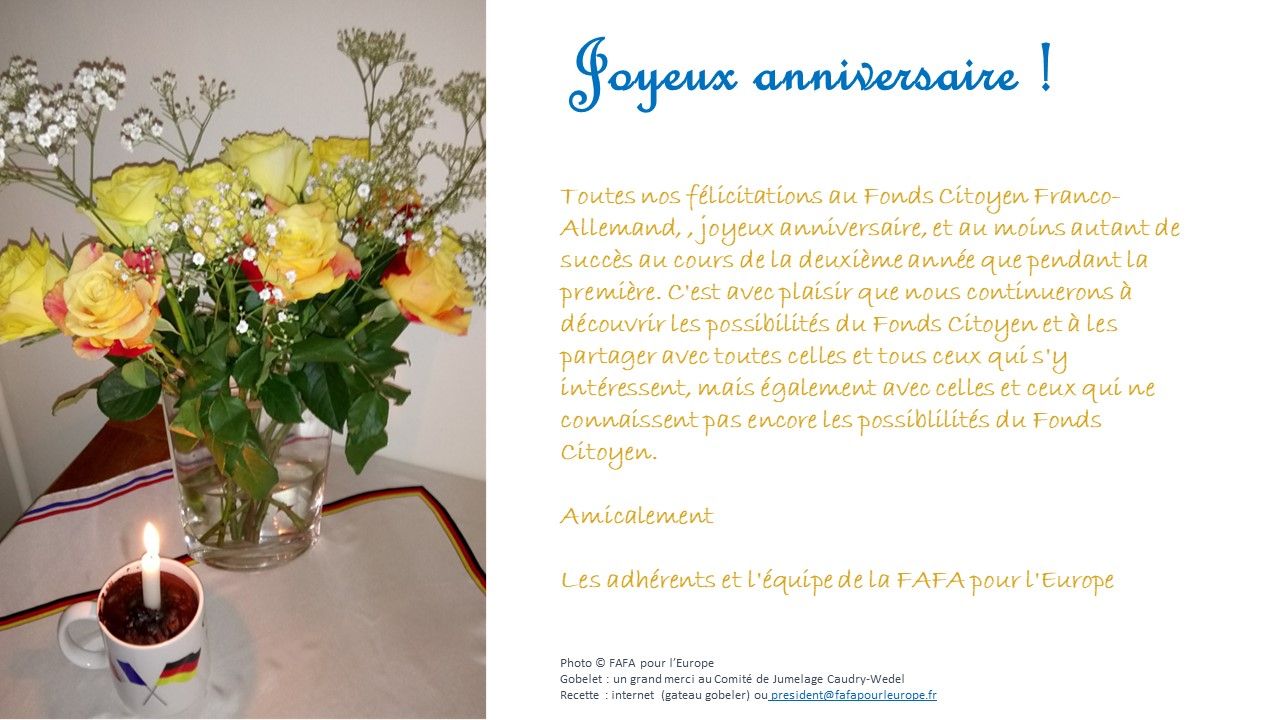 Joyeux Anniversaire Au Fonds Citoyen Franco Allemand Urafa Hauts De France Pour L Europe