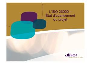 L'ISO 26000 Etat d'avancement du projet