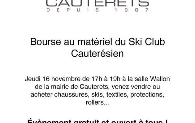 Bourse au matériel du Ski Club Cauterésien.