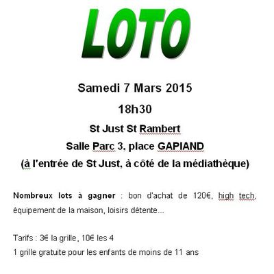 Soirée loto - Samedi 7 Mars - St Just St Rambert // COMPLEMENT