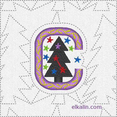 ABC " Mon beau sapin " la lettre C quiltée.