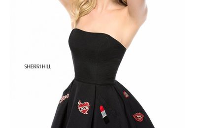 Black/Multi Sherri Hill 52062 Ivory Sherri Hill 51958 In Promdressoutletshop