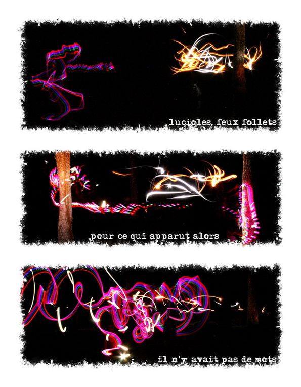 Une histoire de feu follets 
dans un bois de montagne.
Roman photo en light painting.