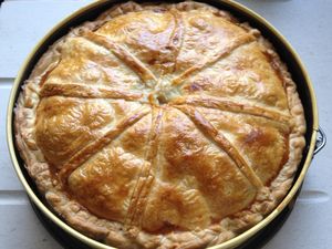 tourte feuilletée aux 2 saumons et artichauts