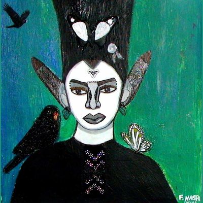 L'elfe noire, ma mère - peinture à l'huile - par l'artiste et poétesse Fathia NASR