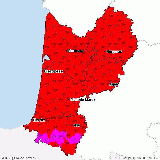 Oloron Sainte-Marie  Haut-Béarn, Alerte Tempête Fabien