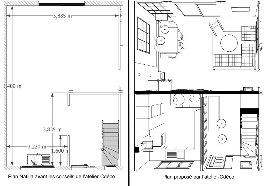 Plan proposé par l'atelier-Cdéco, yvelines 78 pour une maison Natilia à Dourdan 91