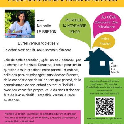Aurélie : Conférence de Nathalie Le Breton le 14 novembre 2018 - Livres versus tablettes 
