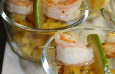 Verrine scampis et mangue en tartare