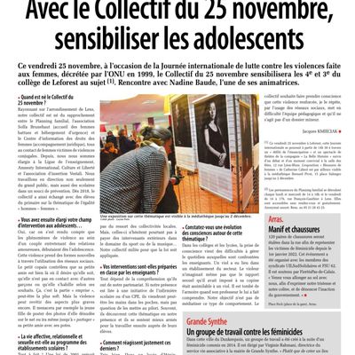 Avec le Collectif du 25 novembre, sensibiliser les adolescents