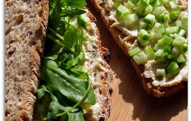 TARTINE CREME DE THON ET MIREPOIX DE CONCOMBRE