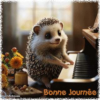 Hérisson joue du piano - gif bonne journée-a