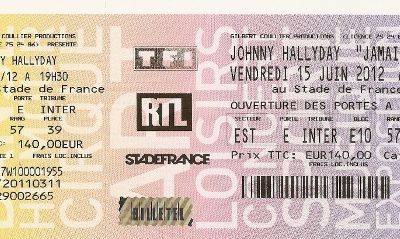 Prix place concert johnny hallyday