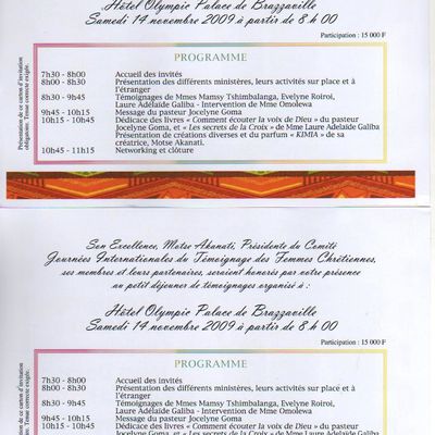 Invitation Samedi 14 Nov.09 Hotel Olympic Palace de Brazzaville