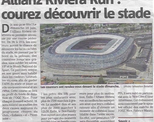 COURSE PEDESTRE - Allianz Riviera Run - Courez découvrir le stade : l'article Nice-matin