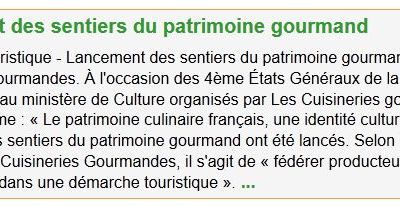 Lancement des sentiers du Patrimoine Gourmand Français avec les Cuisineries Gourmandes des Provinces Françaises - I-Diététique - 20 avril 2012.