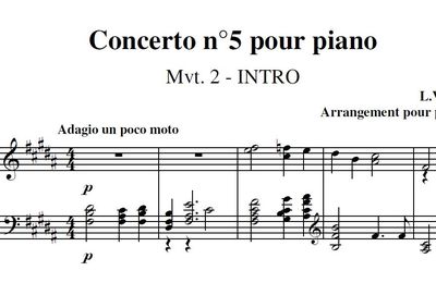 Intro Concerto n°5 mvt. 2 pour piano Beethoven, arrangé piano