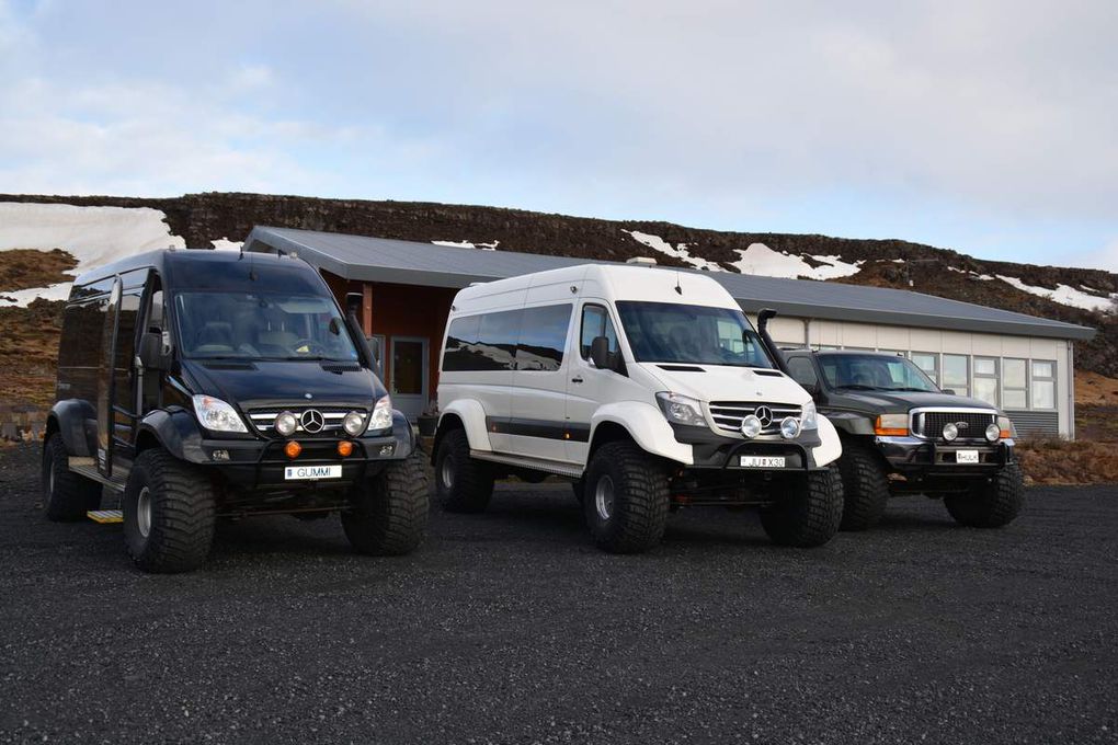 L'Islande... et ses particularités! (Voitures 4x4 sur roues géantes, chevaux islandais et leur trot particulier, vertèbre de baleine au musée de la pêche, viande de baleine et de macareux (eh oui...), moto-neige etc..)