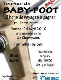 VENEZ NOMBREUX A NOTRE TOURNOI DE BABY FOOT LE 24 AVRIL 2010 A CHAMPVENT