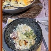 Gratin aux deux choux et saucisses de Montbéliard