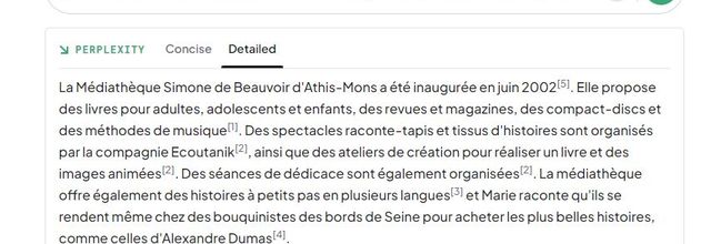 Perplexity raconte l'histoire de la médiathèque
