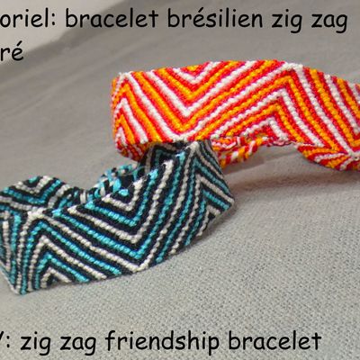 Tutoriel et Patron: Bracelet brésilien zig zag zébré