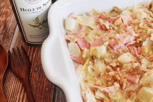 Gratin d'endives au jambon et noix