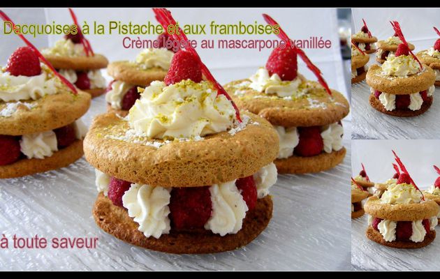 Dacquoise individuelle framboise pistache et crème légère au mascarpone