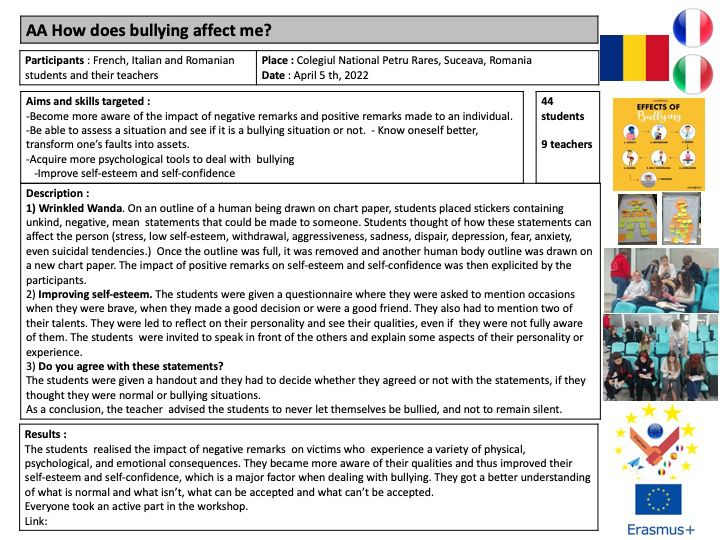 12 pedagogical actions in Romania - Fight against bullying